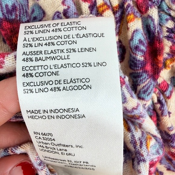 Free People Ruffled Up Printed Smocked Boho Top Linen Blend S - Picture 6 of 12